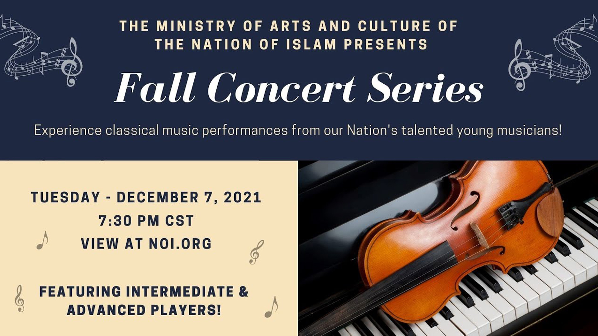 Ministry of Arts and Culture of The Nation of Islam presents Fall Concert Music Series